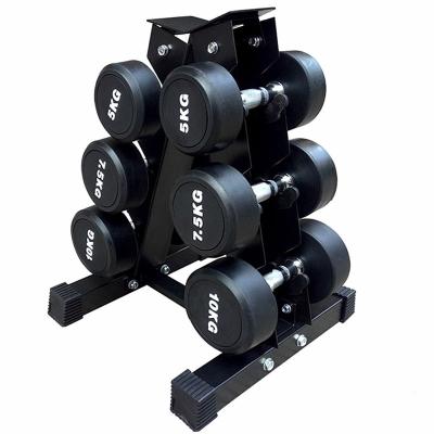 China 2022 Commercial Best Selling Gym Dumbbell Rack Hex Commercial Steel Vinyl Wholesale 6 Pairs Adjustable Dumbbell Rack for sale