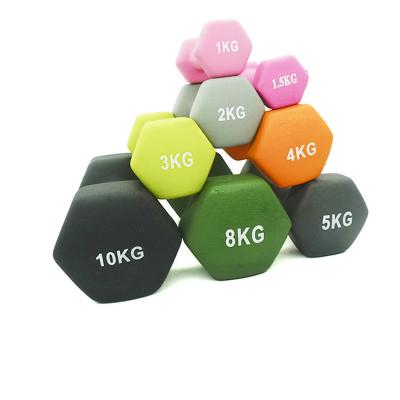 China Wholesale Home Use Factory Gym Weightlifting Neoprene Coated Rubber Dumbbell Set 1kg-10kg Ladies Dumbbell Set Unified Weight for sale