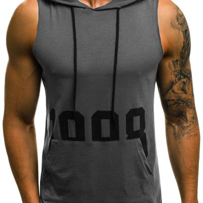 China 1998 2022 New Fashion Casual Sweater Men's Sweater Breathable Hooded T-shirt Printed Sleeveless Street Retro for sale