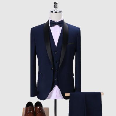 China 2022 Size 3 Pcs Quality Stylish Men's Ceket Breathable Suits And Blazer Set Formal Solid Casual Business Slim Fit Men Wedding Formal Suit for sale