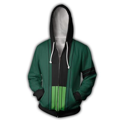 China Breathable Anima 3D Printed A Hood Tudung Custom OEM Sweat Puls Size Men's Full Zipper Hoodie Anime Hoodie Zipper Up Hoodie for sale