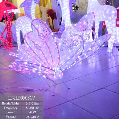 China Pink Christmas Led Light Animal 3d Butterfly Lights Led Garden Decor Solar Light Butterfly for sale