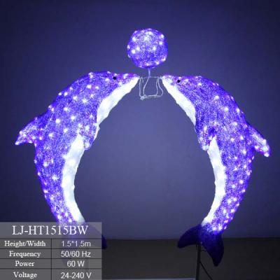 China Custom Indoor Outdoor Christmas Decorative 3D Animal LED Led Light Dolphin for sale