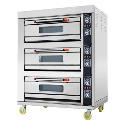 China Bakery Toast Bread Oven Gas Pizza Oven Electric 3 Deck 6 Trays Deck Oven for sale