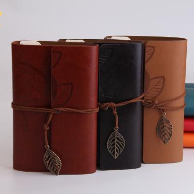 China Custom Diary Embossed Notebook Maker LOGO Leather Notebook Hard Cover Book Travel Diary Loose Leaf Blank Journal for sale