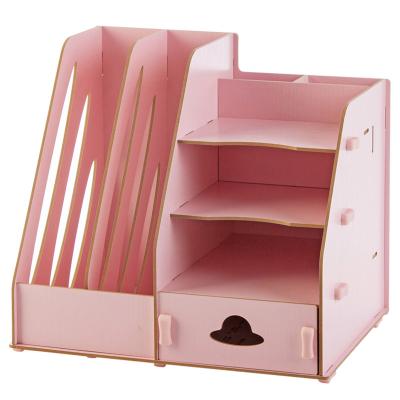 China Simple and beautiful desktop shelf drawer box collection folder stationery office cosmetics wooden cosmetics box for sale