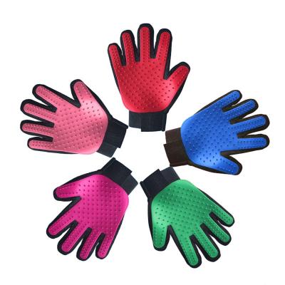 China Stocked Cheap Wholesale Rubber Pet Grooming Glove Five Finger Deshedding Brush Pet Hair Remover Pet Cleaning Brush Dog Bathing Gloves for sale