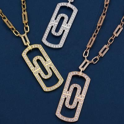 China CLASSIC Custom Jewelry Fine Jewelry 18k Gold Plated Brass Paperclip Design Necklaces Mom Necklace For Larger Female for sale