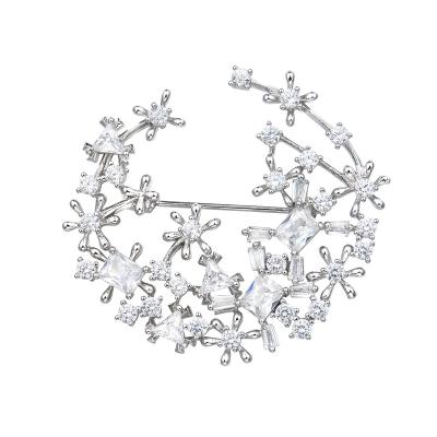 China New Vintage Korean High Quality Fashionable Ladies Bridal Jewelry Brass Platinium Bridal Women's Accessories Brooch Pins for sale