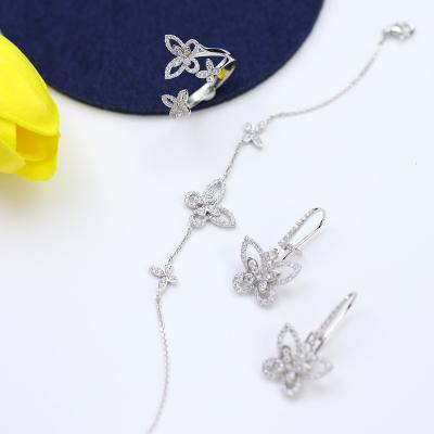 China Wholesale 2021 New CLASSIC Women's Jewelry Ghost Butterfly Set Open Ring Adjustable Bracelet Silver Jewelry for sale