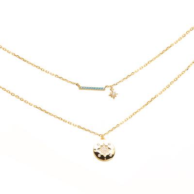 China CLASSIC Wholesale High Quality Sterling Silver Women's Holiday Compass Round Double-Layer Round Coin Clavicle Chain for sale