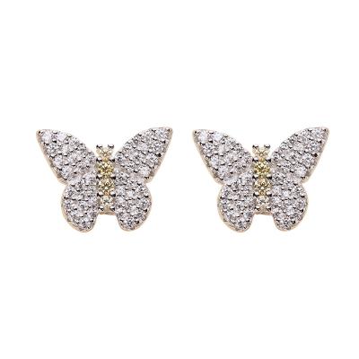 China S925 Fashion Jewelry Wholesale Silvery Mini Butterfly Earrings Inlaid With Zircon Women's Jewelry for sale