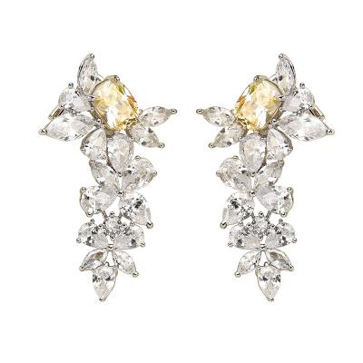 China Gorgeous Top Jewelry Manufacturers Sell Detachable Yellow Zircon Women's Dual-Function Earrings for sale