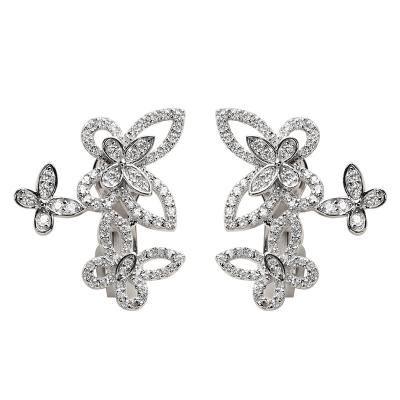 China Gorgeous high quality jewelry production 925 inlaid ghost earrings women butterfly ear clip accessories fashion sexy jewelry for sale