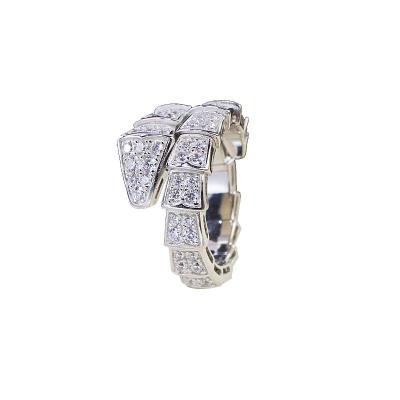 China Hot Selling Zircon Diamond Couple Ring 925 Sterling Woman Fashion Jewelry Silver Snake Elastic Open Special Fashion Style Full for sale