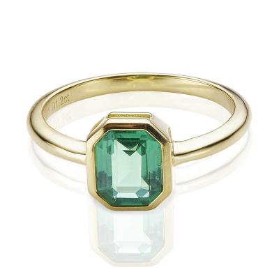 China Fashion Green Zircon Ring Artificial Emerald Jewelry For Mom and Daughter Ring for sale