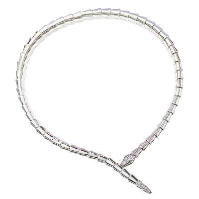 China Fashion Head And Tail Diamond Necklace Plated With Chain Luxury Women's 18K Dinner Snake Handmade Jewelry for sale