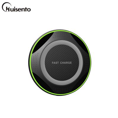 China Hot Selling Portable Mobile Phone 10W Mobile Phone Charger HUISENTO Qi Wireless Fast Charging Pad for sale