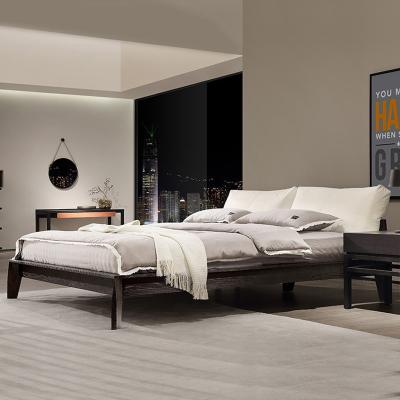 China Italian Style Double(Size)Adjustable Light 1.5m 1.8m King Size Bed Modern High End Luxury Minimalist Real Leather Minimalist Double Master Bedroom for sale