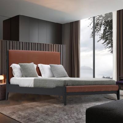 China Fashion Adjustable Modern Italian Premium Style Full Leather Head (Size) Leather Bedding Bed 1.8m King With High Back for sale