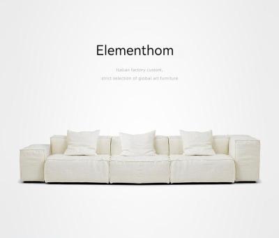 China Large Apartment Tofu Stretch Nordic Bohemian Block Combination Living Room Sofa Style Modern White Canvas Art Silent Sofa for sale