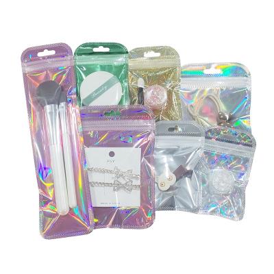 China Custom Printed Bags Clear Logo Beauty Makeup Cosmetics Lipsticks Food Storage Gift Holographic Moisture Proof Aluminum Foil Ziplock Pouch Small for sale