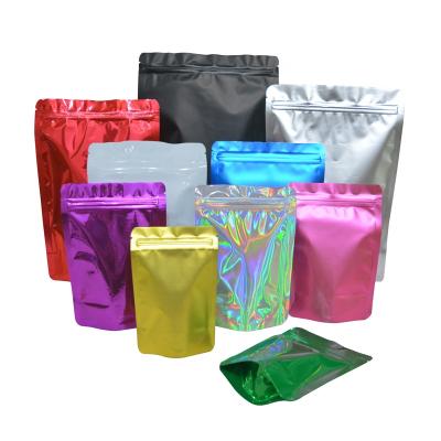 China Moisture Proof 100 Pcs Matte / Glossy Colorful Back Up Zip Lock Foil Bags Aluminum Foil Black Mylar Bag Food Storage Custom Printed Zip Lock Bags Mylar for sale