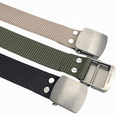 China Outdoor Service Wear Tactical Nylon Pure Titanium Automatic Quick Release Belt Webbing Roller Buckle Casual Belt for sale