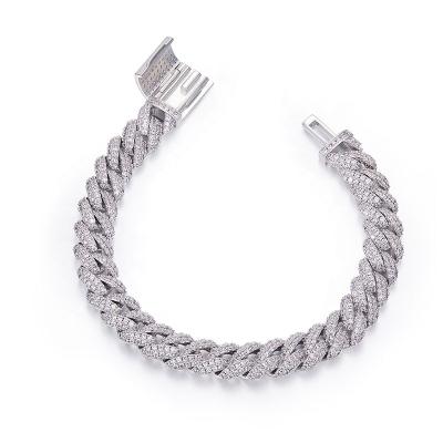 China ISoulded-UGBC-10MM Excellent Design 925 Silver Casual/Sporty Moissanite Diamond Bracelet 10mm Cuban Link Chain Bracelet For Man for sale