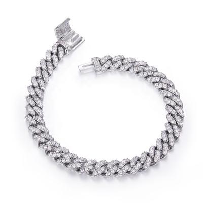 China ISoulded-UGBB- 8MM Excellent Design 925 Casual/Sporty Moissanite Hip Hop Jewelry 8mm Cuban Link Solid Silver Chain Bracelet for sale