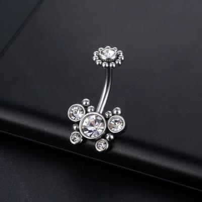 China Vintage 316L Grade Stainless Steel Navel Piercings Jewelry Crystal Balls Navel Barbell Women Surgical Gifts Shape Belly Bar for sale