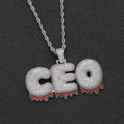 China 2021 Hot Micro Necklace Zircon Letter Pendant Hip Hop Set Necklace Custom Europe And America Pendants for sale