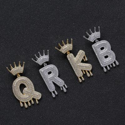 China Creative Copper Inlaid Zircon Pendant 26 English Letter Pendant Hip Hop Diy Hip Hop Alphabet Necklace Men And Women Trend Creative for sale