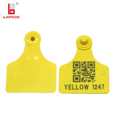 China Cattle use LAIPSON 80*62mm medium size barcode ear tag plastik tamper proof cattle ear tag for sale