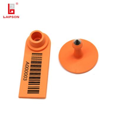 China Small Size Sheep Goat Use LAIPSON TPU 55*19MM Sheep Ear Tag Barcode Goat Ear Tag for sale