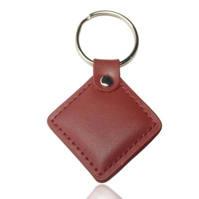 China Access control smart leather key tag T5577 rfid key chain keyfob for door and access control for sale