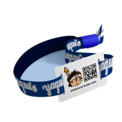 China Waterproof / waterproof 13.56MHz MIFARE 1k rfid woven wristband with QR code chip number printed for sale