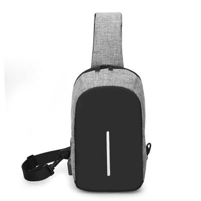 China With USB New Custom Single  Bag Men Shoulder Backpack Breast Bag for men Crossbody Backpack USB Cable for hiking camping for sale