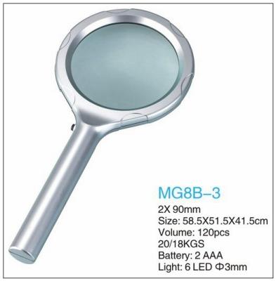 China Dome Handheld LED Pocket Magnifying Glass 2x Power Eco Friendly Plastic for sale