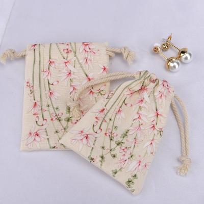 China High Quality Cotton Safety Jewelry Bag Gift Perfume Cotton Muslin Canvas Packaging Drawstring Natural Pouch for sale