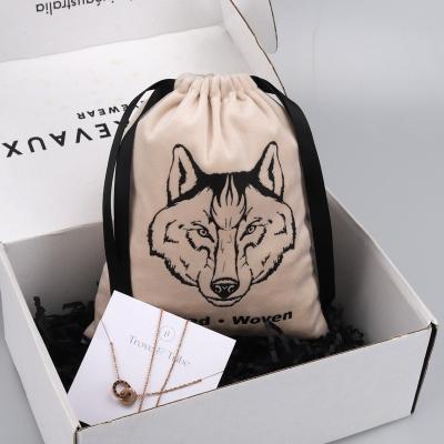 China Custom Logo Printing Velvet Drawstring Bag Safety Perfume Jewelry Gift Packaging Pouch Gift Shopping Dust Velvet Bag for sale