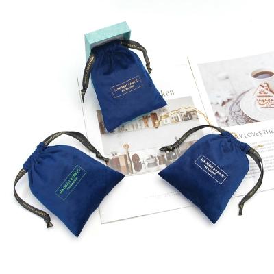 China High Quality Recyclable Logo Velvet Pouch Bag Drawstring Velvet Jewelry Stamping Silk Pouch for sale