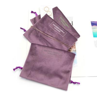 China Recyclable Custom Logo Silk Drawstring Velvet Jewelry Pouch Bag Soft Luxury Gift Packaging for sale