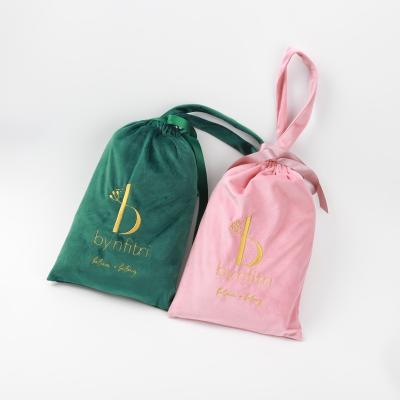 China Wholesale Custom Recycled Recyclable Cosmetic Tote Bag Colorful Soft Velvet Drawstring Gift Travel Shopping Handle Bag for sale