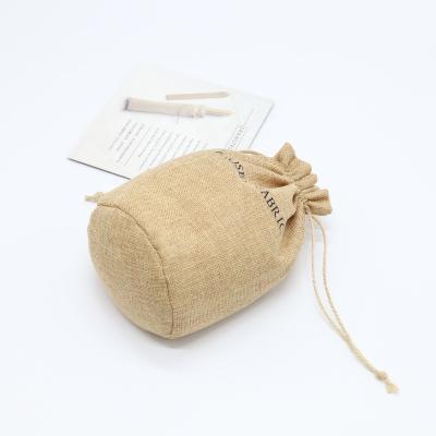 China Personalized Recyclable Custom Drawstring Burlap Sack Cocoa Food Pouch With Ruffle Logo Printed Natural Jute Linen Christmas Gift Bag for sale