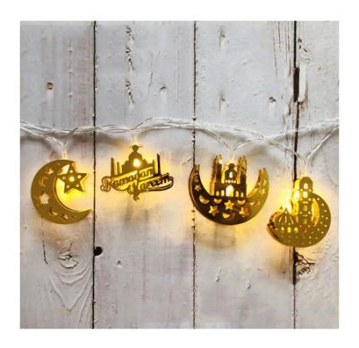 China Gold Muslim Lamp Eid Moon Star Battery Operated Ramadan Lights LED Decorative Islam Ramadan Lights for sale