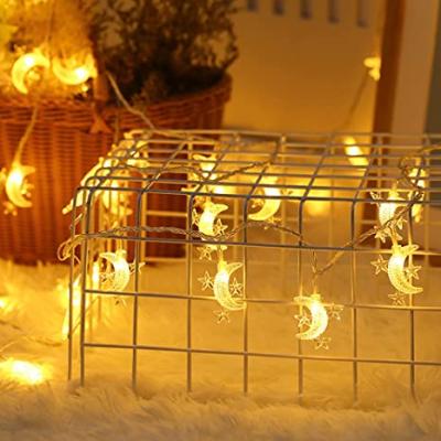 China Holiday Lights Ramadan Decorative Lighting For Window Bedroom Garden LED Moon With Star String Outdoor Lights for sale