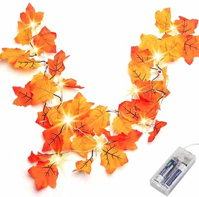 China Autumn Decor Maple Leaf Fall Garland With String Lights Fall Decoration Thanksgiving Indoor Light for sale