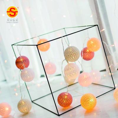 China Cotton Ball Holiday Party Home Wedding Use Cotton Ball LED Light String Light for sale