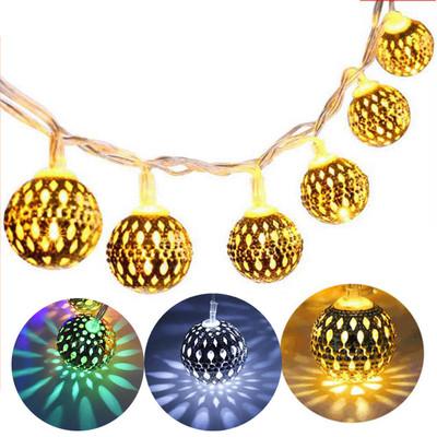 China Moroccan Metal Ball Factory Holiday Wedding Globe Twinkle Star Moroccan Lights LED Christmas String Lights for sale